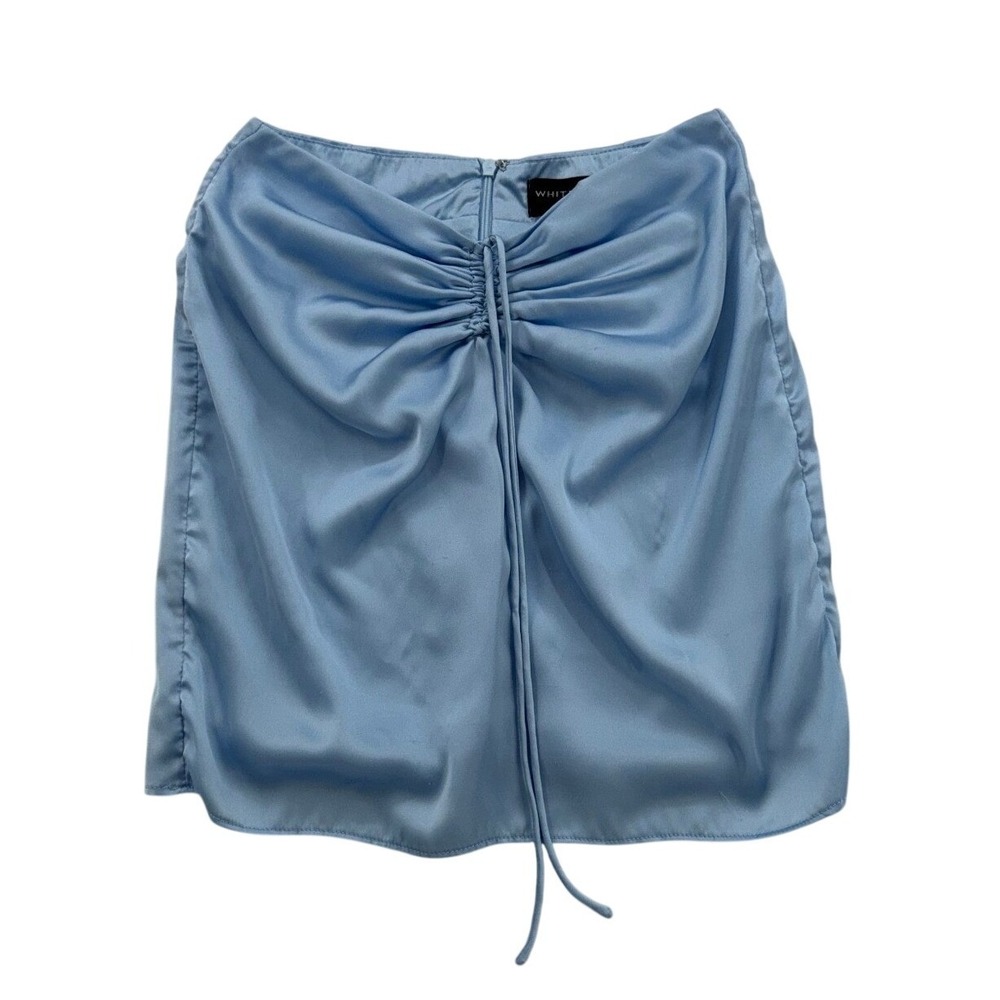 White Fox Tube Top Womens XS Light Blue Ruched Satin Strapless